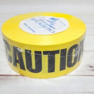 Tatco 10700 Caution Barricade Safety Tape, Yellow, 3" W x 1000 Ft Roll -New